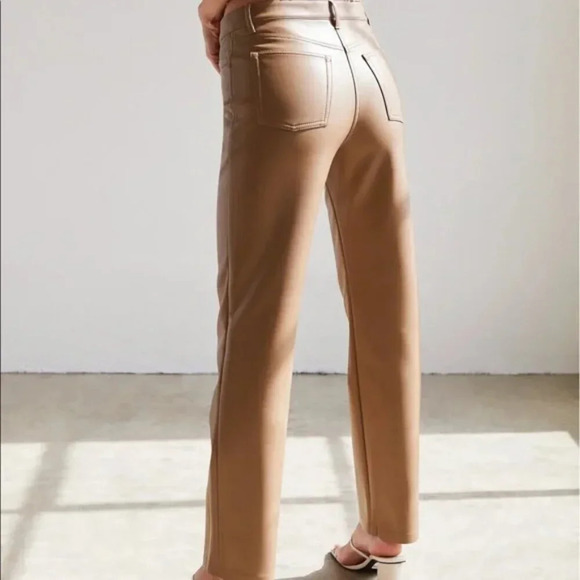 Aritzia Wilfred The Melina Pant High Waisted Vegan Leather Pants Constant Camel - Picture 4 of 10